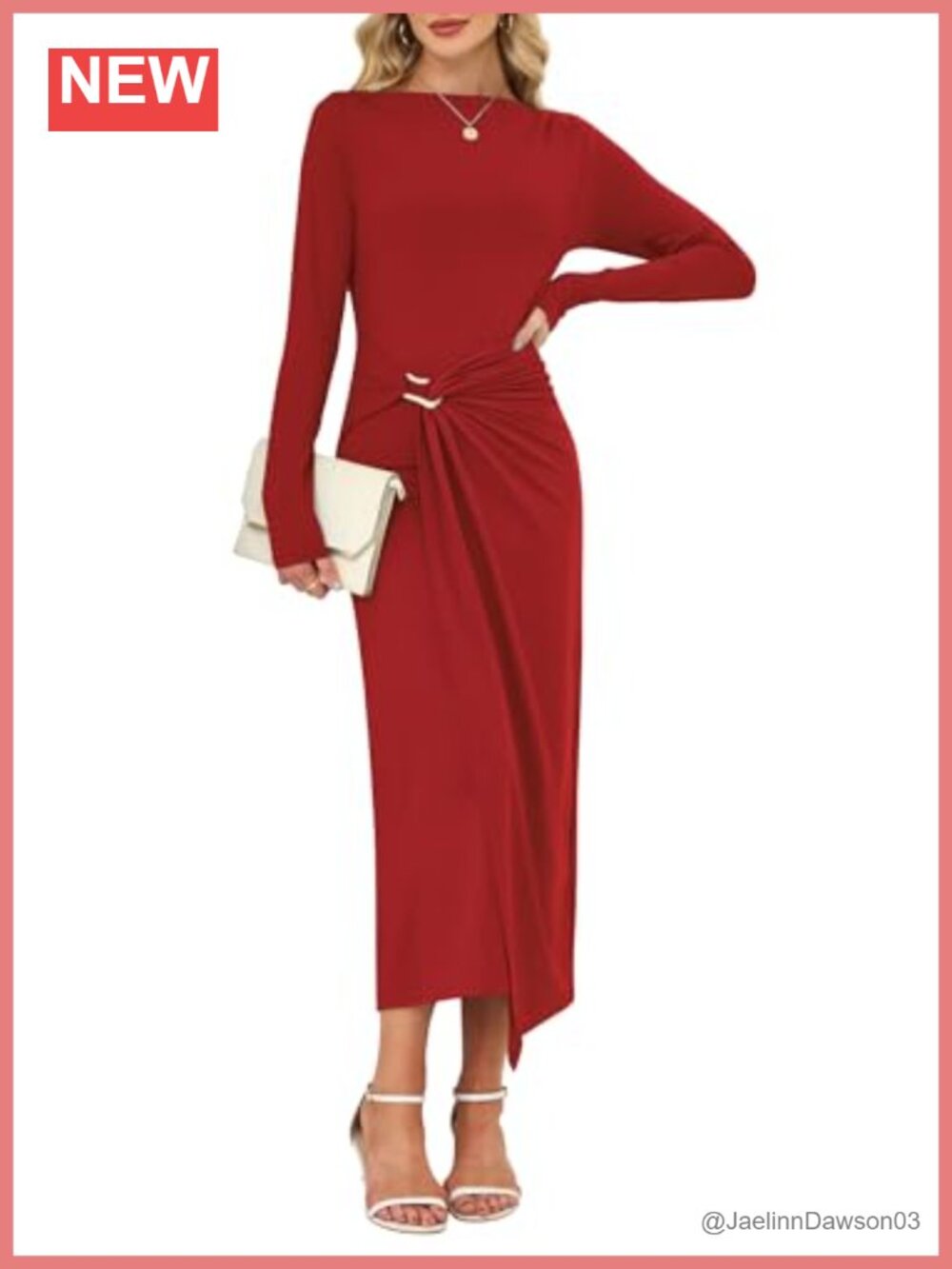 Womens Long Sleeve High Neck Ruched Bodycon Midi Cocktail Wedding Guest Dress